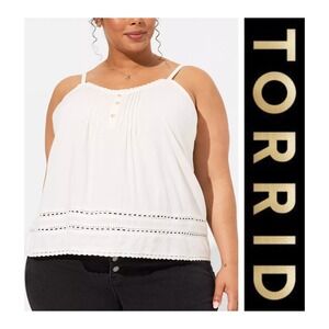 Torrid White Linen Pintuck Crop Tank Top Plus Size 6 (6X-30)